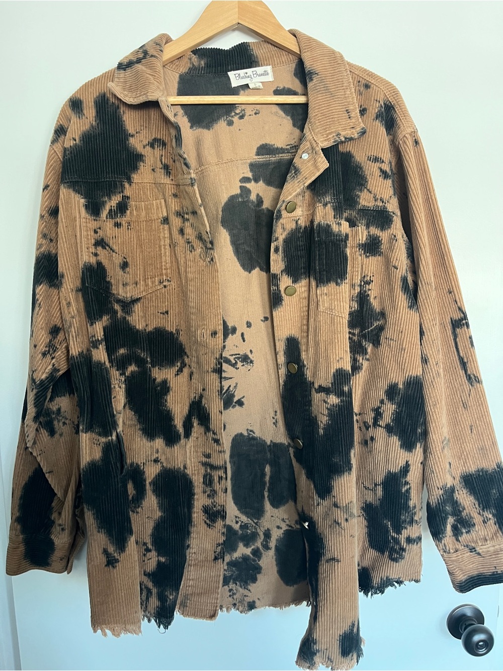 Bleached Tan & Black Corduroy Shacket by Blank NYC